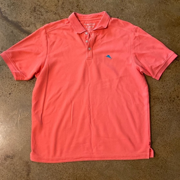 Tommy Bahama Men’s coral Supima cotton soft short sleeve golf Polo shirt top - Picture 2 of 6